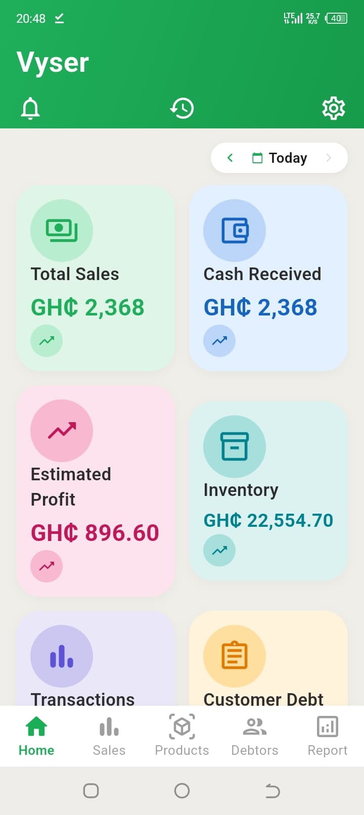 Vyser home dashboard